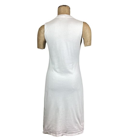 Velvet by Graham & Spencer White Sleeveless Cotton Dress Ruffle Neck Sz M 244F - Picture 5 of 8